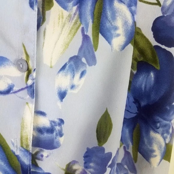 Expressions Women's Blue Floral V Neck Sleeveless Tie Waist Maxi Dress - Picture 9 of 9